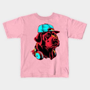 Synthwave Labrador 80s 90s Hip Hop Dog Lover Kids T-Shirt